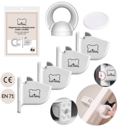 Magnetyczne zabezpieczenie samoprzyl blokada szafek szuflad 4szt SafeTeddy